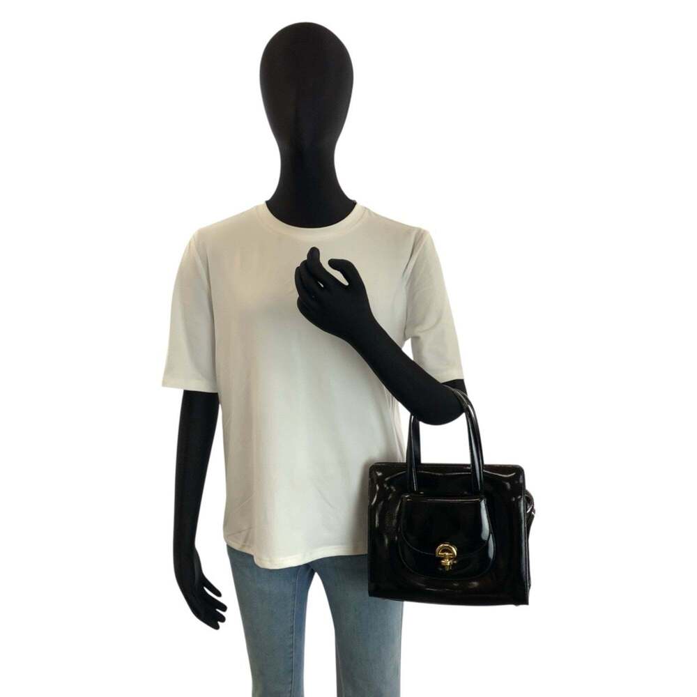CELINE Vintage Black Patent Leather Handbag/Shoulder Bag (2-way) - Gold Hardw... - Picture 7 of 9